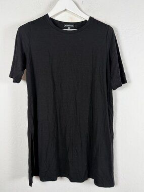 Eileen Fisher Womens Black Short Sleeve T-Shirt Tunic Top Medium Tencel Blend